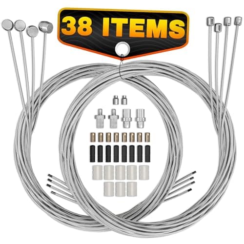 8 Pcs Bike Cable Kit - Bike Shifter Cable with 4 Brake Lines & 4 Shifter Lines, Easy Fit Stainless Steel Cables 38-Item Set - Corrosion-Resistant for Smooth Braking & Shifting on Road & Mountain Bikes