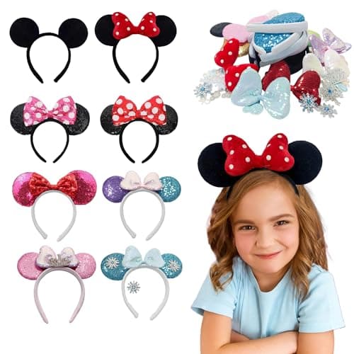 Eylola DIY Mouse Ears Headbands, Sequin Mouse Ears for Women Girls Boys, Shiny Bow Headband for Cosplay Costume Party Decorations Hair Accessories - Image 1
