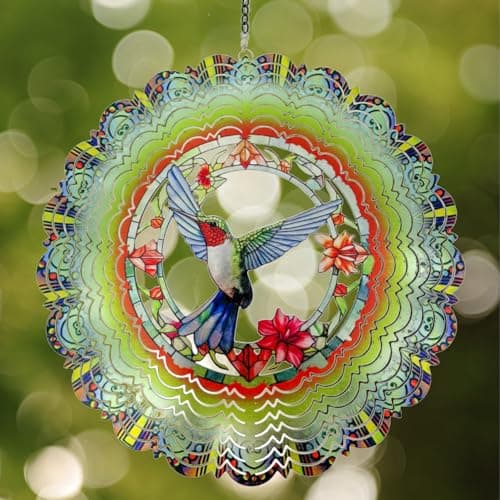 Wind Spinners Outdoor Hummingbird Decorations - Birthday Gifts for Women Mom Grandma, Hanging 12 inch 3D Sculptures for Garden Decor for Outside, Patio, Yard - Image 1