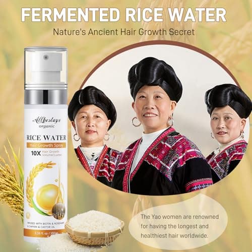 Rice Water Hair Growth Serum - Infused with Rosemary, Biotin, Caffeine, Non-Greasy Formula for Hair Loss, Damaged & Dry Hair, Thicker, Longer, Fuller Hair (3.38 OZ(Upgrade)) - Thumbnail 4