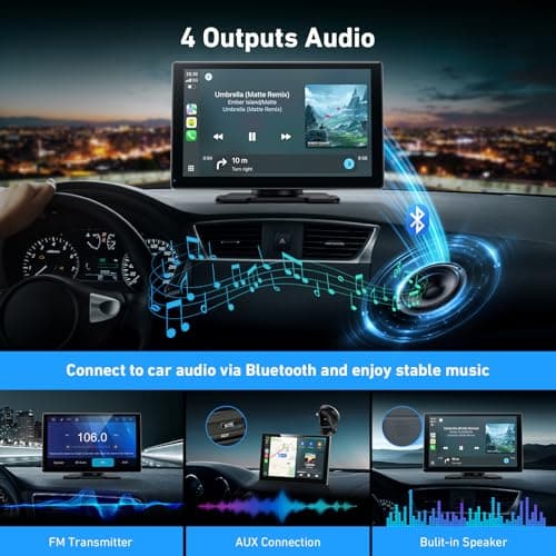 Gikktdr Wireless Carplay Screen for Car & Android Auto, 4K Dash Cam + 1080P Backup Camera, Portable Touchscreen, GPS Navigation, Bluetooth for All Cars (9inch) - Thumbnail 6