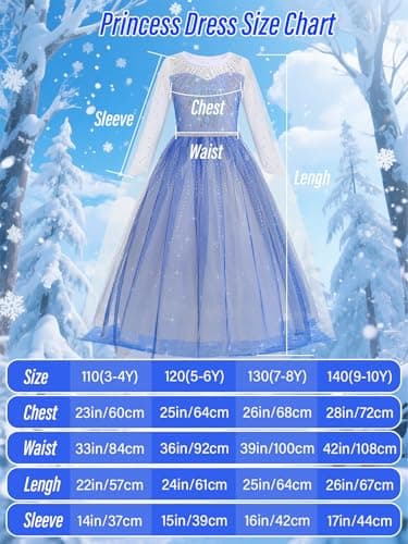 YYSSNM Girls Princess Dress with Crown Magic Wand Cape Princess Costumes for Party Cosplay3-9 - Thumbnail 4