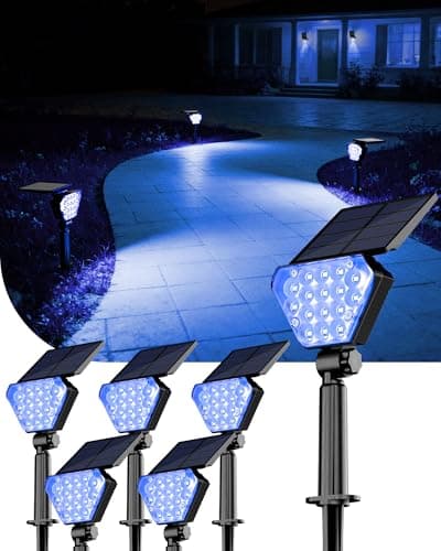 T-SUN Solar Lights Outdoor Waterproof IP65, 6Pack LED Solar Spot Lights Color Changing IP65 Waterproof Smart Auto On/Off for Outside Landscape Garden Yard Lawn Pathway Patio Driveway - Image 1