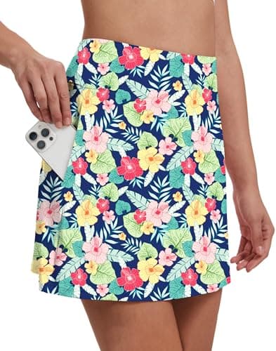 M MOTEEPI Tennis Skirts for Women Golf Athletic Activewear Skorts Mini Summer Workout Running Shorts with Pockets Hawaii Blossom S - Image 1