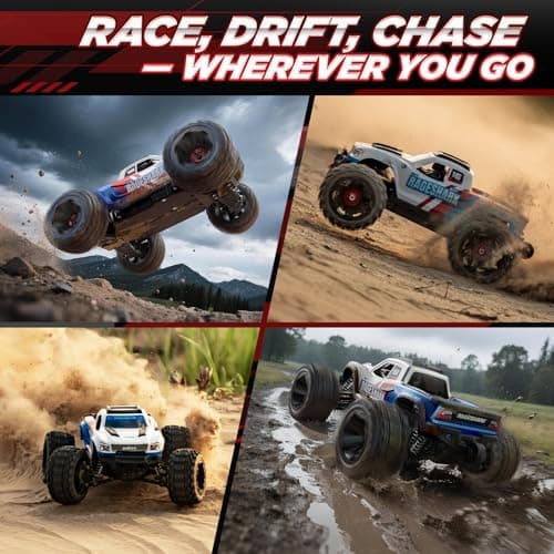 UDIRC Fast RC Cars for Adults, Upgradable 56 MPH, Heavy Duty RC Truck, 4X4 Off Road All Terrain 2.4Ghz RTR 1:16 Remote Control Car, Monster Truck with 2 Rechargeable Batteries for Beginners and Boys - Thumbnail 4