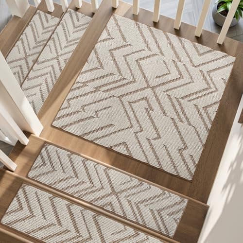 PADOOR Stair Treads Landing Rugs Non Slip,3D Peel and Stick Stair Treads for Wooden Steps,Square Washable Stair Runner Indoor for Kids,Elders and Pets,31"x31", Brown - Image 1