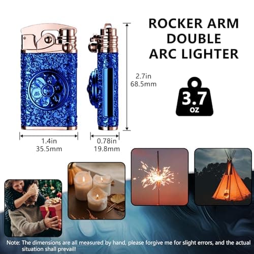 TIKIUKI Plasma Lighter Windproof Flameless Arc Lighter with Rocker Decompression USB Rechargeable Lighters with Battery Indication (Blue) - Thumbnail 6