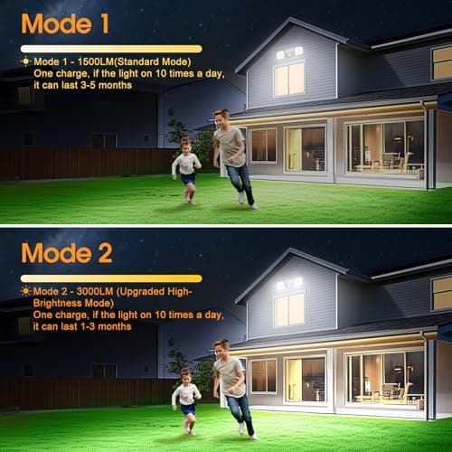 Allotall Rechargeable Battery Operated Lights 3-5 Months Endurance Motion Sensor Light Outdoor High Brightness, USB Charging Flood Light for Garage Entryways Yard Indoor Black 2Pack (Small Size) - Thumbnail 2