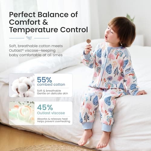 i-baby Outlast® Baby Sleep Sack with 2-Way Detachable Sleeves, Unisex Toddler Sleeping Bag with Smart Temperature Regulation, Growth-Friendly Baby Wearable Blanket with Legs for Infants, 3-4T - Thumbnail 4