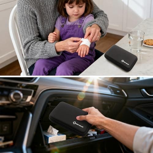 Small First Aid Kit Portable Compact Waterproof Mini Refill Supplies for Home Car Travel Camping Truck Hiking Sports Office & Outdoor Emergencies Black - Thumbnail 5