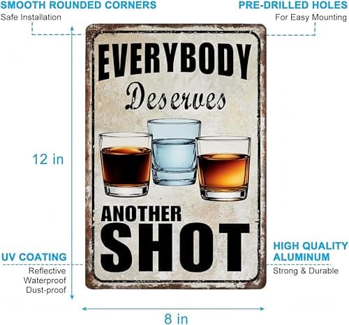 Carastora Funny Bar Metal Sign – Vintage Tin Wall Decor for Man Cave, Garage, Pub, or Home Bar – Humor Shot-Themed Decoration, 8x12 Inches - Thumbnail 6