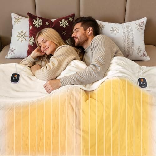 WOOMER Heated Blanket King Size 100" x 90", Electric Blanket with Dual Controllers, 0.5-12 Hours Timer & 10 Heating Levels, ETL Certified, White Double-Sided Velvet, Machine Washable - Image 1