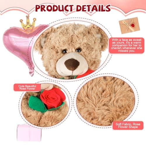 Teddy Bear Rose Flowers,Complete Gift setRose,12 inch Plush Teddy,Mother's Day Rose Bear Gift, for Mom, Female Friends, Girlfriend, Wife - Thumbnail 6