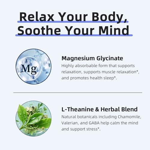 iMATCHME Magnesium Glycinate 850mg Capsules with L-Theanine, Chamomile & GABA for Sleep, Calmness, Muscle, Bone Health & Immune Support, Magnesium for Women and Men, Vegan, High-Absorption, 120 Count - Thumbnail 6