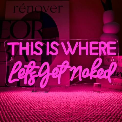 NXYX Let's Get Naked Pink Neon Sign Bathroom Led Sign Get Naked Wall Neon Light for Home Pink Bathroom Wall Decor Girl Teenager Funny Housewarming Gift Her - Image 1