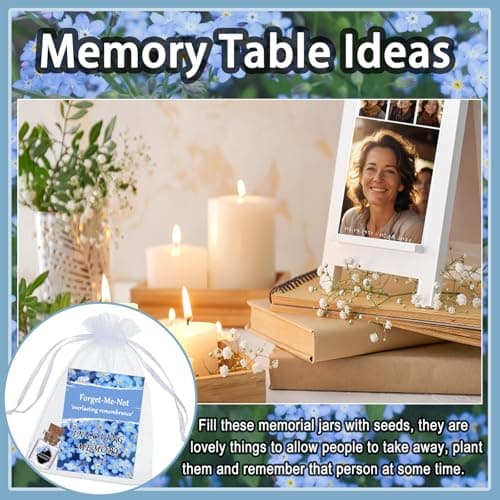 Qpige Bulk 50 Funeral Favors, Personalized Empty Engraved Glass Bottles for Funeral Wake Celebration of Life Decorations, In Loving Memory of Loved One Memorial Gifts, No Seed (Flower Card) - Thumbnail 4