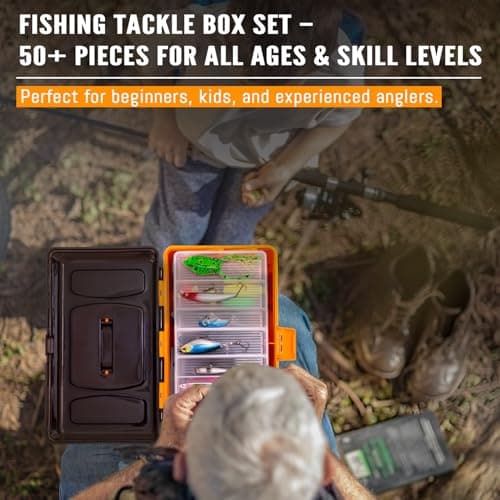 Vipfish 448-Pcs Fishing Lures Kit – Complete 3-Layer Tackle Box Set with Hooks, Weights, Bobbers, Pliers, Rigs, Leaders, Fluorocarbon Line, Accessories & More for Kids Fishing Gear (Orange) - Thumbnail 3