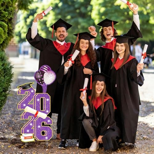 2026 Graduation Decorations - 3.5FT Large Class 2026 Graduation Yard Sign Yard Decorations Congrats Graduation Lawn Signs 2026 Grad Yard Signs with Stakes for Outdoor Indoor Congrats Graduation Party Decoration Supplies - Thumbnail 4