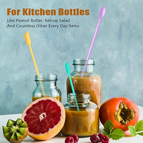 Silicone Spatula Set (6Pcs) - Mini Scraper Tool for Beauty & Food - Reach Every Last Drop, Multi-Size Spatulas for Makeup Jars, Lotion Bottles & Kitchen Containers​ (Blue and purple) - Thumbnail 6