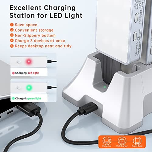 LED Closet Light with Charging Station, 6 Pcs 30LEDs 8'' Dimmer Rechargeable Motion Sensor Under Cabinet Lighting, Stick-Anywhere Night Light for Wardrobe,Kitchen - Thumbnail 2