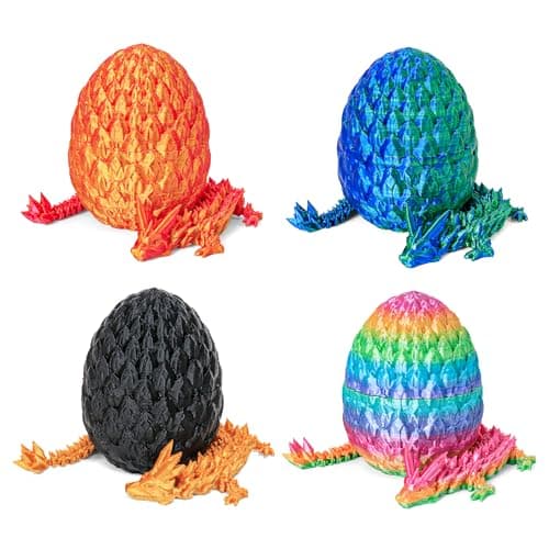 3D Printed Dragon Egg Toy (4 Pack) - Surprise Mystery Inside, Articulated Crystal Dragon, Fidget Sensory Toy for Kids Birthday Surprise & Desk Decor (B) - Image 1