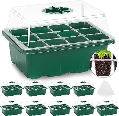 MIXC 10 Packs Seed Starter Tray Seed Starter Kit with Humidity Dome (120 Cells Total Tray) Seed Starting Trays Plant Starter Kit and Base Mini Greenhouse Germination Kit for Seeds Growing Starting - Image 1