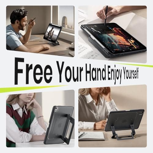 WSKEN for iPad Air 11 Inch Case - M4/M3/M2 (2026/2025/2024), iPad Pro 11, iPad Air 5th/4th Gen (2022/2020), Multi Adjustable Kickstand Cover, Ultra Stable Shockproof Cover with Pencil Holder, Black - Thumbnail 3