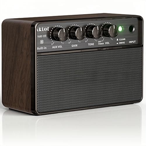 Mini Electric Guitar Amp, Rechargeable 10W Small Portable Guitars Amplifier 5.9*3.9*2.6in Clean/Drive Channels,Wireless Audio,USB-C,6H Working,Headphone Out/AUX In,Compact Practice Travel Speaker Amps