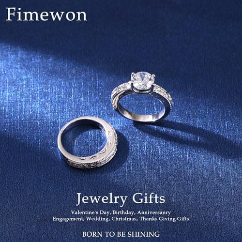 Fimewon Fake Engagement Ring Eternity Band Rings for Women Size 10 - Thumbnail 2