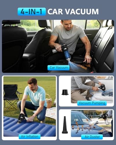 NEVERLAND Handheld Vacuum Cordless Car Vacuum - 15000PA High Power 4-in-1 Portable Foldable Small Detailing Kit, Rechargeable Hand Held Vacuum for Car Home Office - Thumbnail 2