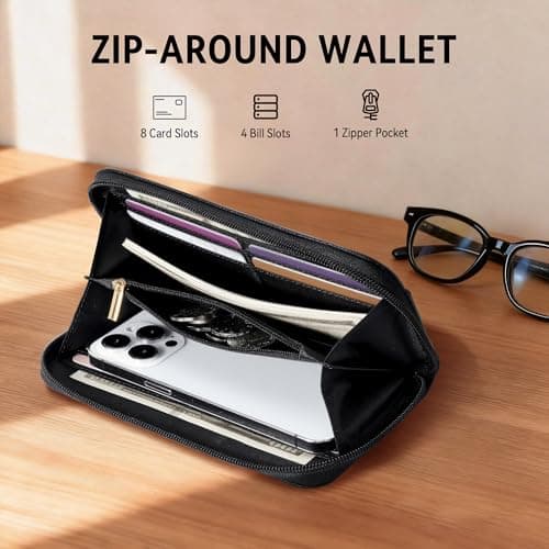 Travelambo Womens Wallet Tassel Bifold Ladies Cluth Wristlet Wrist strap Long Purse - Thumbnail 4