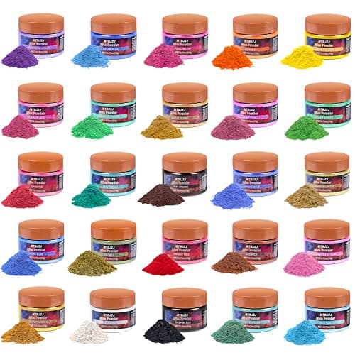 MTBJZJ Mica Powder for Resin, 25 Colors - 20g/Bottle of Epoxy Resin Color Pigment,for Candle Dye, Lip Gloss Pigment, Soap Making, Slime Colorant, Paint, Bath Bombs,Nail Polish and Eye Shadow - Image 1