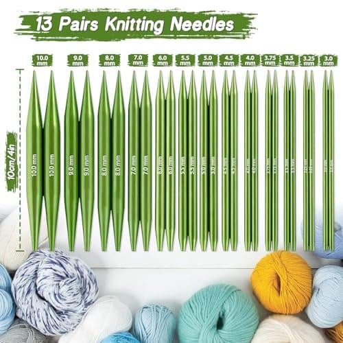 TRILVIX Knitting Needles Set, 13 Pairs Aluminum Interchangeable Circular Knitting Needles Set 4 Inch with 4 Cables, Accessories and Storage Bag for Multiple Knitting Projects Green - Thumbnail 3