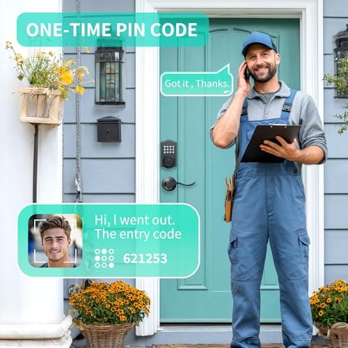 Keyless Entry Door Lock Deadbolt with Handle Set,Fingerprint Smart Locks for Front Door,Backlit Digital Keypad Deadbolt with 2 Keys - Auto Locking - Easy Installation-Left/Right Doors (Matte Black) - Thumbnail 5