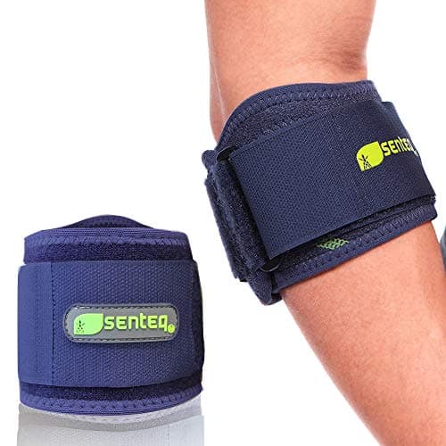 SENTEQ Tennis Elbow Brace: Arm Band for Tennis Elbow, Golfer Elbow and Forearm Support, Neoprene Wraps and Strap, Braces for Men and Women (Blue) - Image 1