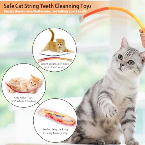 Retro Shaw Cat Chew Toys, 3-Pack Durable Rope Toys with Refillable Organic Catnip, Safe Dental Cleaning Interactive Toy for Indoor Cats & Kittens, 23.6 Inches - Thumbnail 4