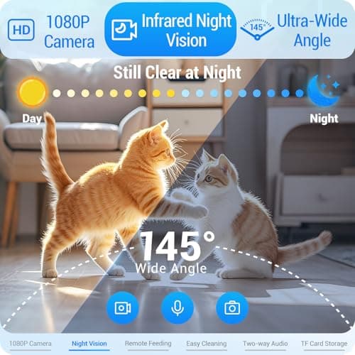 Frienhund Automatic Cat Feeder with Camera: 5G WiFi Automatic Dog Feeder with Night Vision, 7L Auto Cat Food Dispenser with 1080P Camera for Multiple Pet, Detachable for Easy Clean -29 Cup (ACF100W-B) - Thumbnail 3