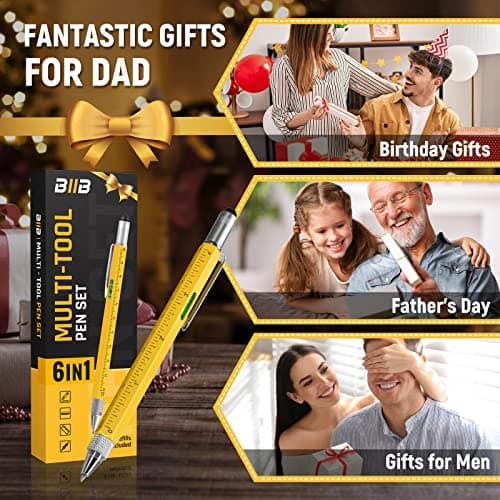 BIIB 6 in 1 Multitool Pen, Mens Gifts for Dad Boyfriend Husband, Anniversary Birthday Father‘s Day Gifts for Men, Gift for Men Who Have Everything, Dad Gift from Daughter Son, Cool Tools Gadgets - Thumbnail 5