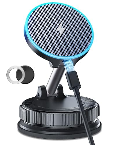 15W MagSafe Car Mount Charger, Magnetic Wireless Car Charger with Vacuum Suction Cup & Nano Adhesive Base, 360° Rotatable Strong Hold Car Phone Mount for iPhone 17 16 15 14 13 12 Series, Samsung S26 - Image 1