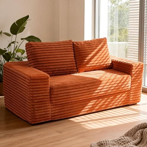 HABUTWAY Convertible Folding Sofa Bed Couch,3 in 1 Pull Out Couch Bed,Loveseat Sleeper Sofa Bed,Boneless Couches with Pillows for Living Room Bedroom, Brown