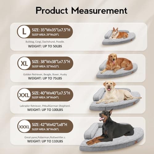MEKIY Large Dog Bed - XL Orthopedic Egg-Crate Memory Foam Dog Beds with Removable Washable Cover, Waterproof Pet Beds with Non-Slip Bottom, Grey - Thumbnail 6
