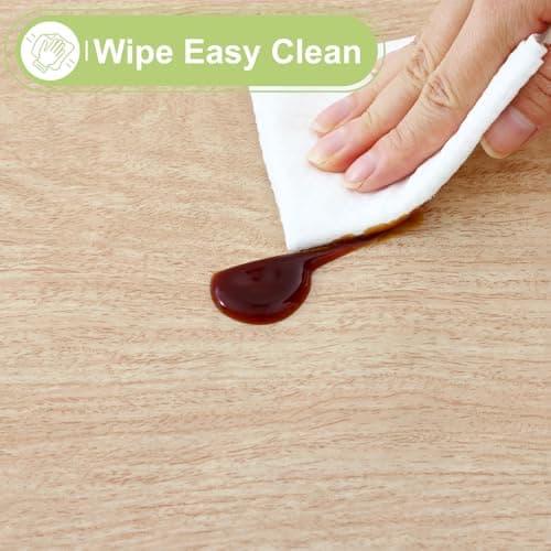 Smiry Rectangle Table Cloth, Waterproof Vinyl Tablecloths with Flannel Backing, Wipeable Spillproof Plastic Wood Grain Table Cover for Dining, Indoor and Outdoor (Beige, 60 "x 84") - Thumbnail 4