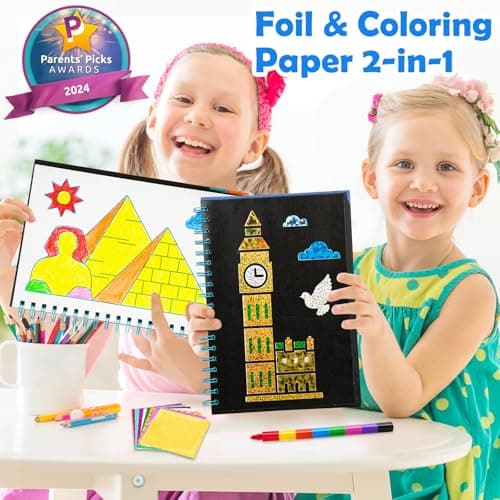 FUNNYB&G Foil Art Crafts for Kids Ages 4-8: Easter Basket Stuffers Essentials for Kids 2026, Easter Gifts for Kids, Crafts Supplies,Party Favors,Creative Toys for Kids 4 5 6 7 8 Years Old(Buildings) - Thumbnail 2