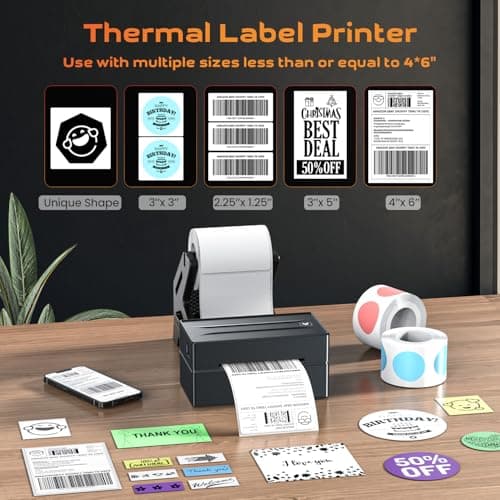Aixiqee 4x6 Thermal Label Printer, Shipping Label Maker for Small Business | Compatible with Amazon, Ebay, Shopify, Etsy, USPS, UPS, FedEx Package Shipping|Black - Thumbnail 4