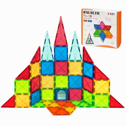LATI Magnetic Tiles Starter Set for Kids,Beginner Magnetic Building Blocks for Early Learning, Build in 2D & 3D, Open-Ended STEM Building Toy,Easy to Start for Early Builders,Toy Gift for Ages 3–6