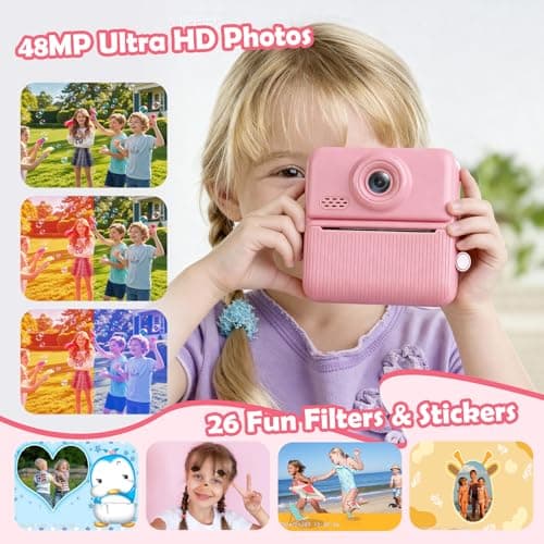 Kids Instant Print Camera,1080P Digital Camera for Kids with 32GB Card, for Grandkids,4 6 7 8 9 10 Year Old Girls Boys Birthday Gifts, Instant Print Toys for Girls 6-8 8-10 - Thumbnail 5