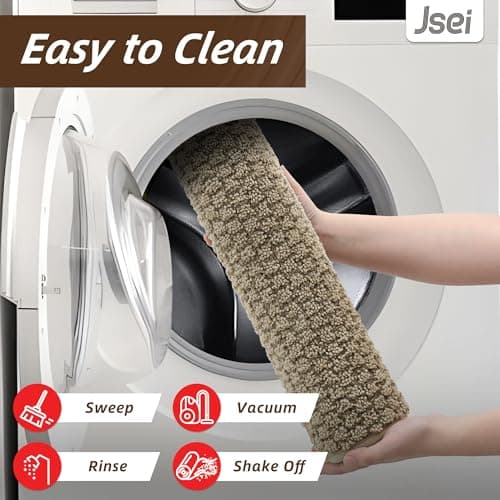 JSEI Dirt Trapper Door Mat 20"x32", Non-Slip Entryway Rugs Doormat Indoor, Washable Absorbent and Stain Resist Welcome Floor Mat for Front Door, Dog Door Mat, Muddy Wet Shoes & Paws, Beige - Thumbnail 6