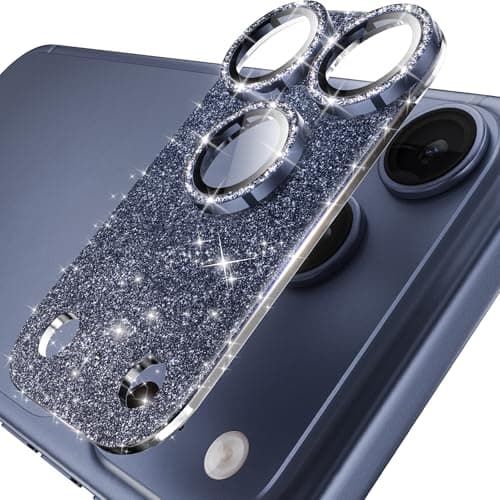 YWXTW for iPhone 17 Pro Camera Lens Protector, [Upgraded Glitter Design] Full Bling Sparkly Diamond Tempered Glass Screen Protector Metal Camera Cover Accessories (Glitter Blue, iPhone 17 Pro) - Image 1