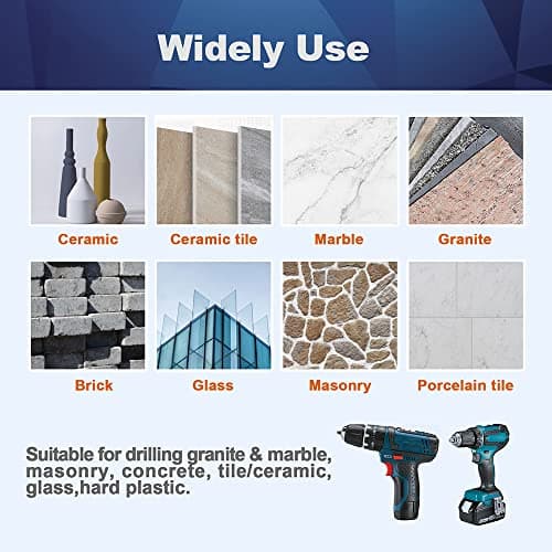 BRSCHNITT 5pcs/Pack Diamond Hole Saw Drill Bit Set, 1/4 5/16 3/8 1/2 Inch for Porcelain Tile Ceramic Stone Granite Marble, Hex Shank Dry Drilling, 6/8/10/12mm - Thumbnail 5