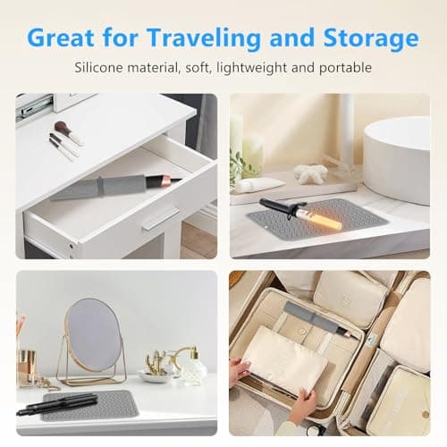 Quccefods Heat Resistant Mat Oversize Curling Iron Mat Silicone Hot Hair Tools Mat for Hair Straightener,Flat Irons,Hair Styling Tools Countertop protection Portable Travel Mat 14.2" x 11" - Thumbnail 3